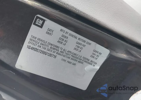 2008 Buick Lucerne Cxl из США, поврежденный, VIN 1G4HD57288U126716